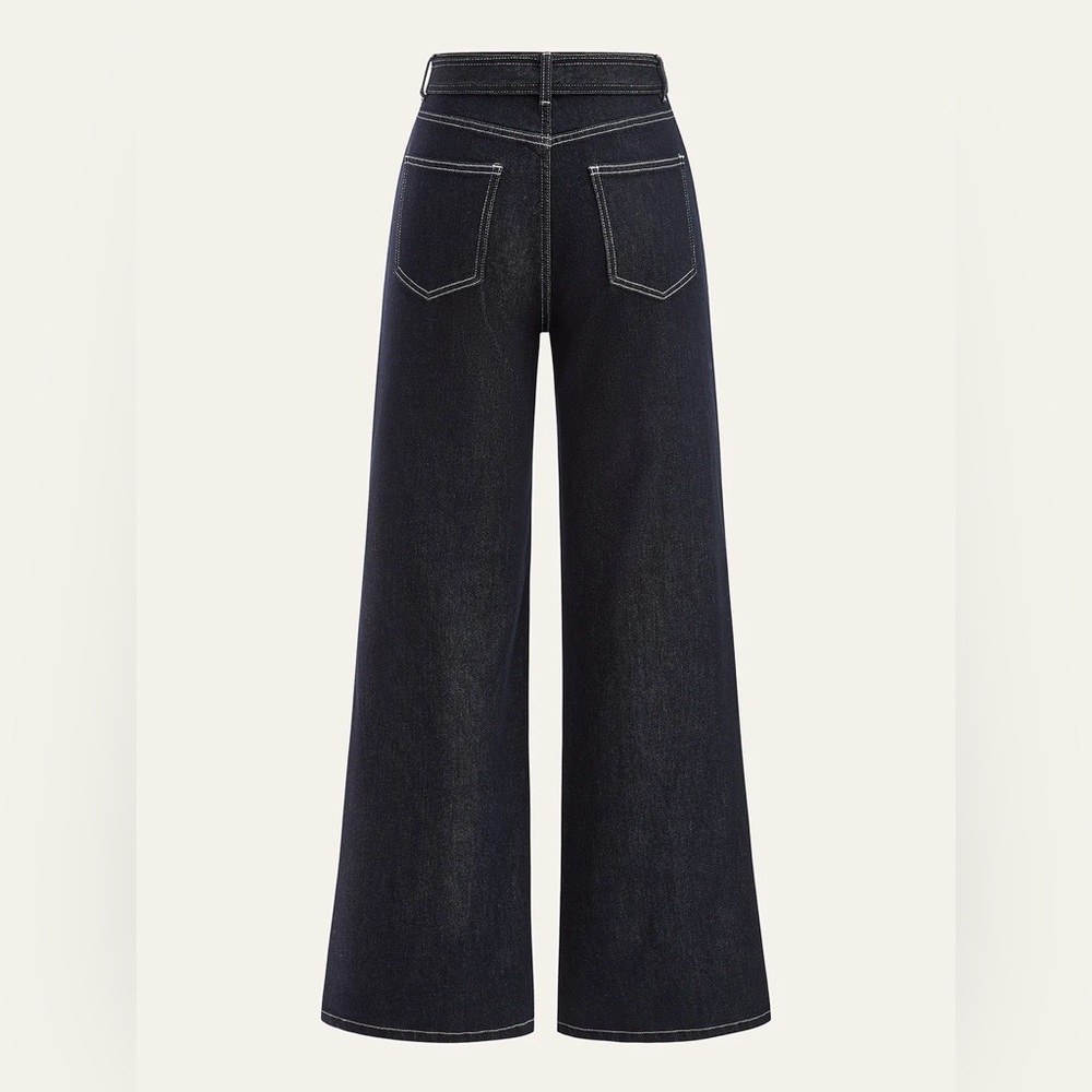 COMMENSE Denim Contrast-Stitch Pants - size Large - Picture 2 of 4